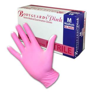pink surgical gloves