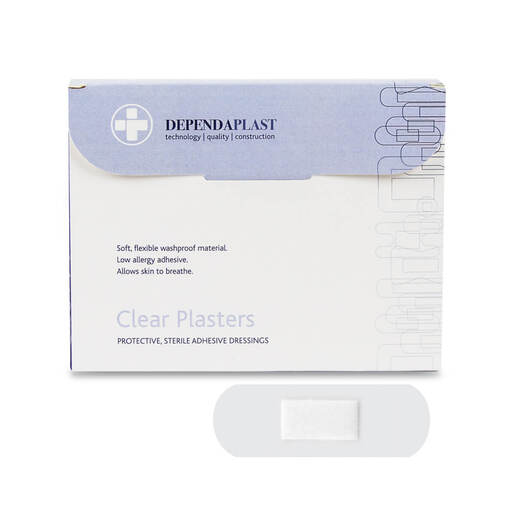 Dependaplast Clear Washproof Plasters 7.5cm x 2.5cm Box 100 